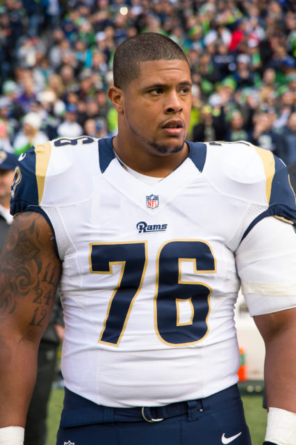 "St. Louis Rams guard Rodger Saffold during a NFL football game on Sunday, Dec. 28, 2014 in Seattle WA. The Seahawks won the game, 20-6. (Photo by Scott Rovak/St. Louis Rams)"