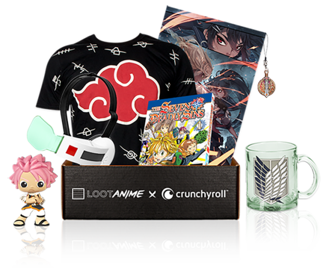 The new Anime Crate features Crunchyroll items and branding. Source: Lootcrate