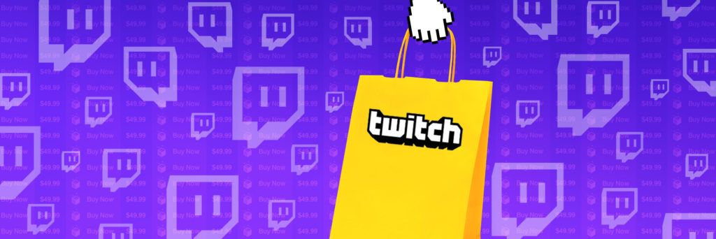 Graphic Image of twitch shopping bag and buy button