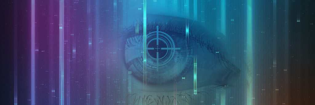 Colorful Eye Viewing VR Being Tracked By a Device