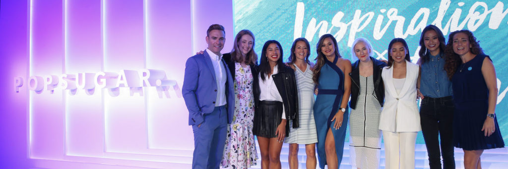 "NEW YORK, NY - MAY 04: (L-R) Matthew Rodrigues, Hannah Bronfman, Anna Renderer, Brandi Milloy, Lindsay Miller, Meg Cuna, Jamie Chung and Lisa Sugar attend the 2016 PopSugar NewFront Presentation at the Altman Building on May 4, 2016 in New York City. (Photo by Rob Kim/Getty Images for Pop Sugar