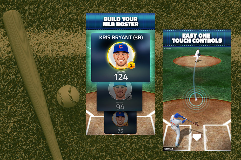 Screenshots and Kris Bryant Spokesperson for Glu Mobile's MLB Tap game