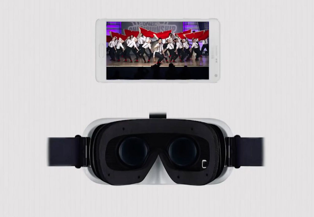 Virtual Reality Headset and Hip Hop International displayed on a smartphone