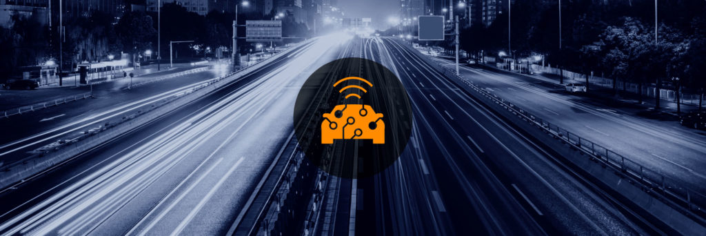 Cityscape and Smart Intelligent Car Connected to HighwayHero