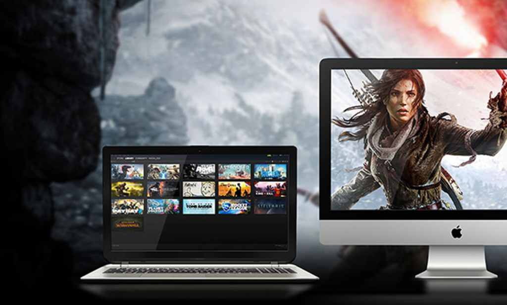 Image of laptop and computer streaming options of free games