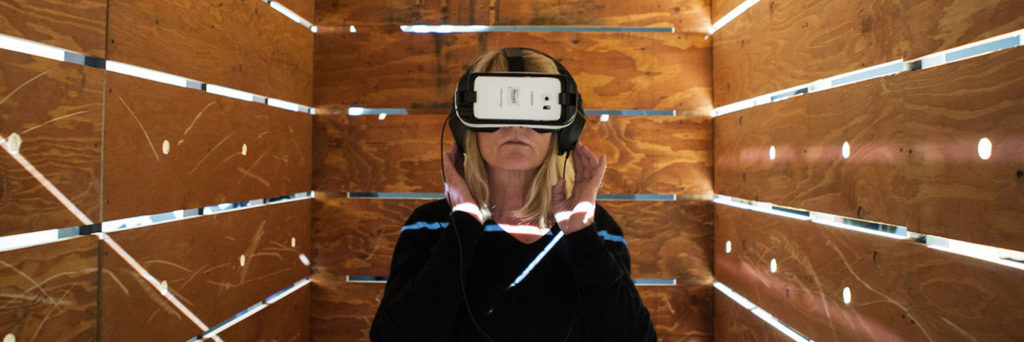 Woman Experiencing Virtual Reality at Tribeca Film Festival
