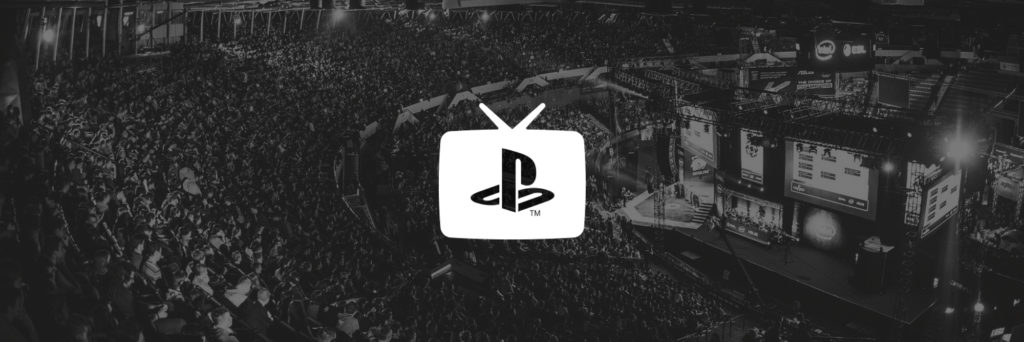 Image including Playstation Vue logo with an image of ESL Katowice in background