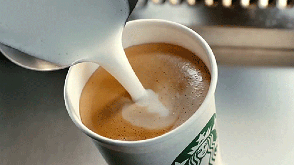 Gif of Steamed Milk Being Poured into a Starbucks Coffee Cup