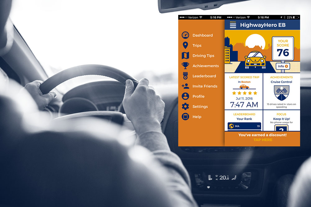 Driver and Screenshot of HighwayHero driving skills app