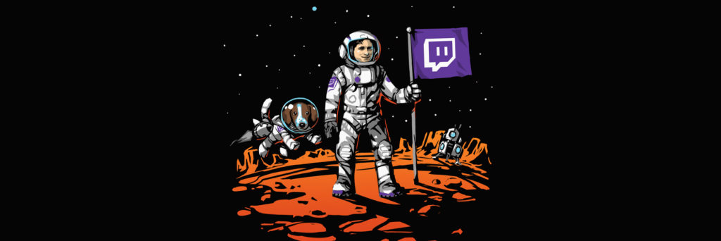 Twitch Science week Promo Graphic emulating the Moon Landing