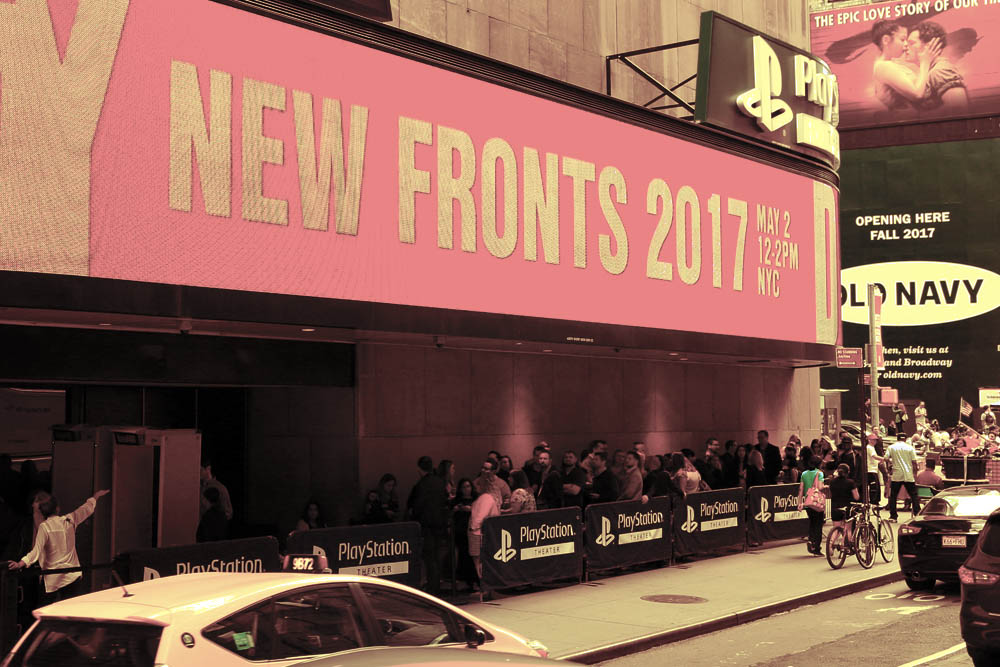 Outside view of IAB. Newfronts - a 10-Day Marketplace to Showcase for Brands and Agencies the Latest Original Digital Video Programming from Founding Partners—AOL, DigitasLBi, Google/YouTube, Hulu, and Yahoo—and 27 Other Leaders in Entertainment, News & Information