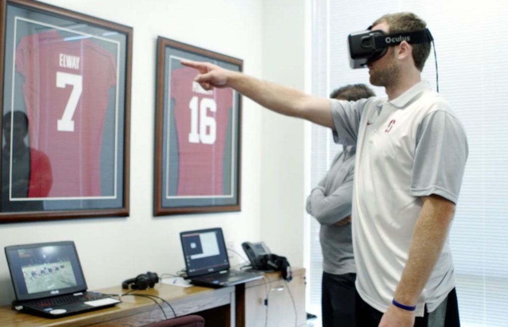 NFL Player trains via VR