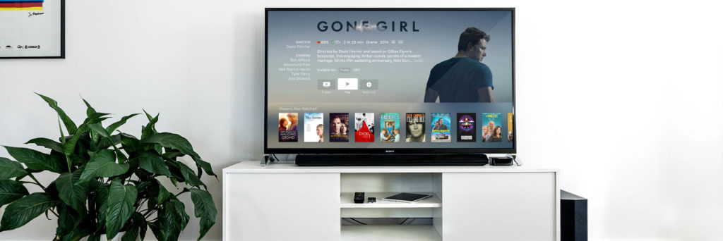 Gone Girl on demand displayed along with menu of TV and movies available on Netflix Hulu Youtube etc