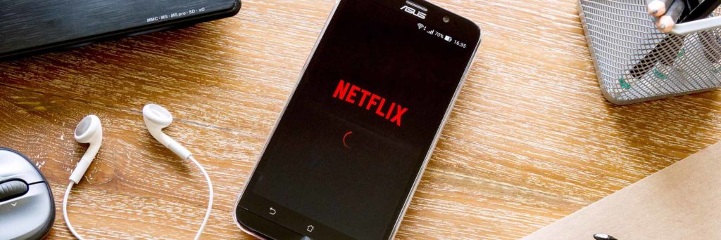 Smartphone displaying Netflix streaming video and TV app