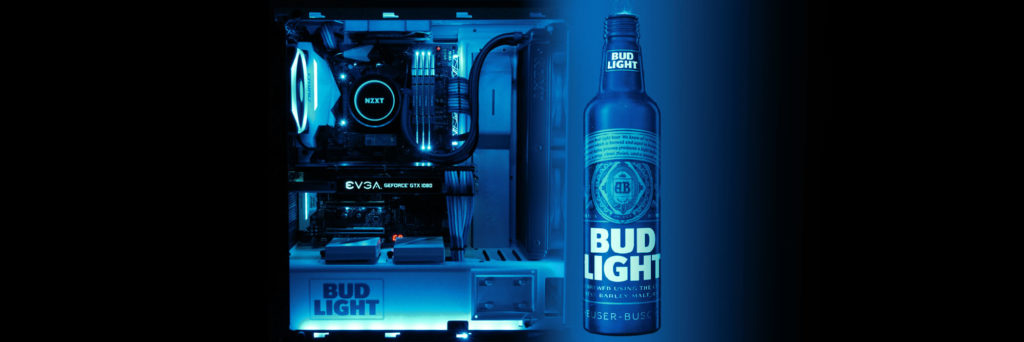 Image of NZXT PC and Budlight bottle