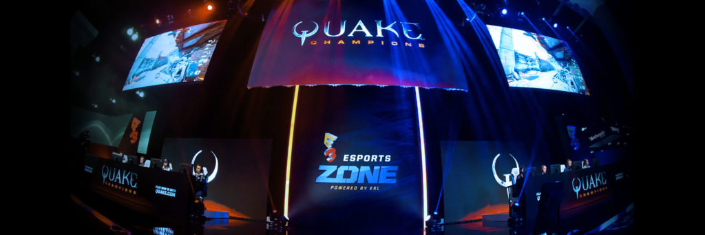 Gamers on stage at e3 Quake ESL e3 activation
