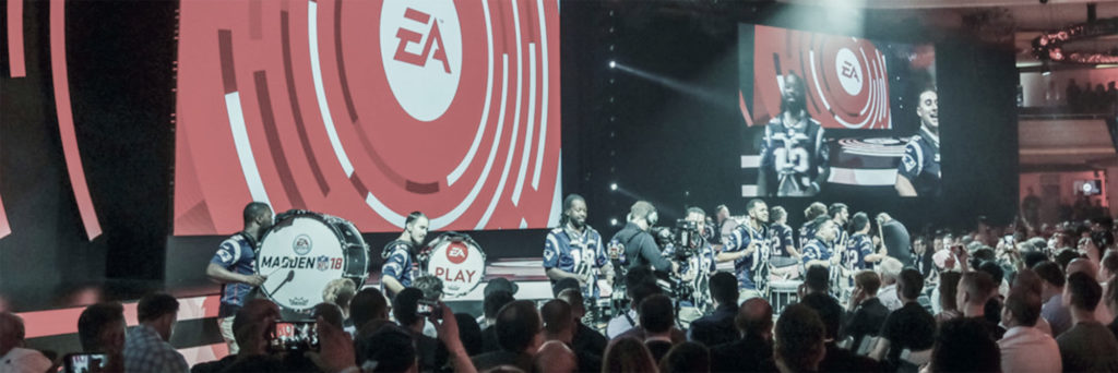 Madden NFL marching band on stage at EA Play