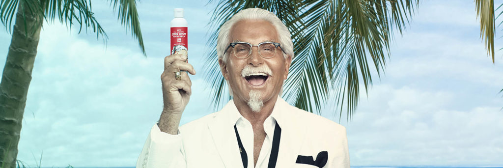 Kernal Sanders advertising Fried Chicken Sunscreen