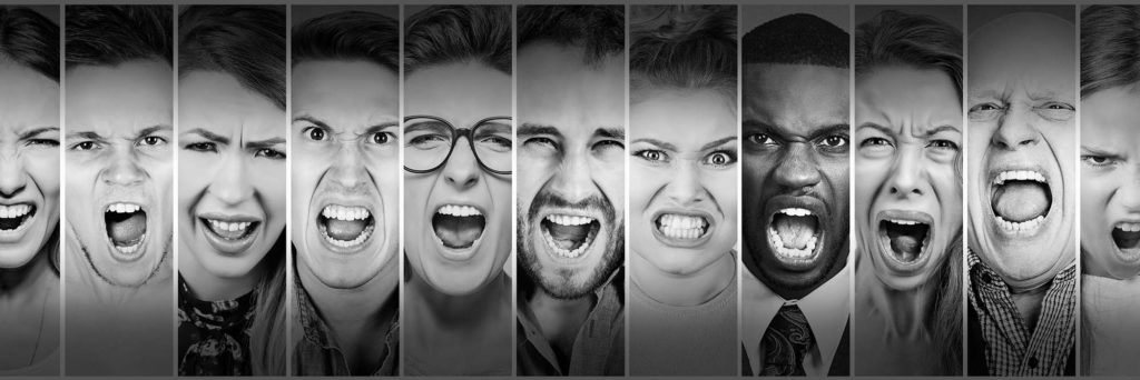 collage of many dissatisfied customers
