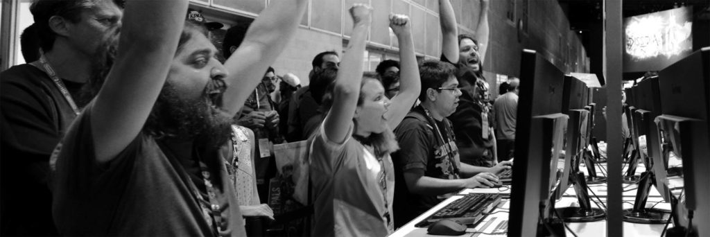 Gamers cheering at e3