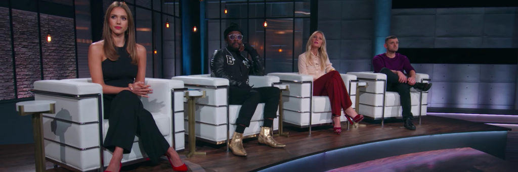 Planet of the apps team Gary Vaynerchuck, Gweneth Paltrow, Jessica Alba, Will.i.am, Zane Lowe, Tim Cook