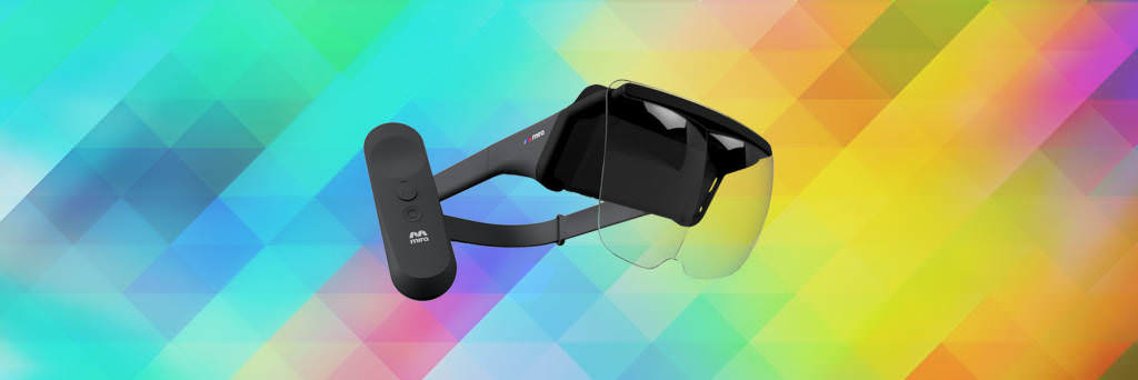product shot of Mira Prism HEadset that shows Augmented Reality via smartphone