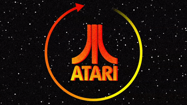 refresh arrow circling around atari logo
