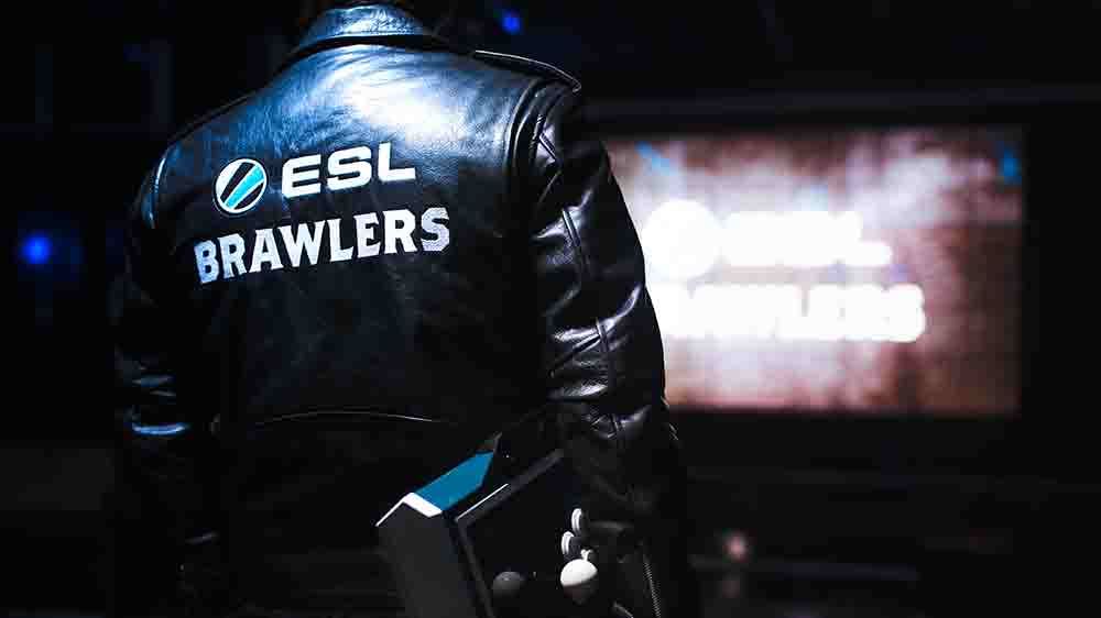 ESL esports player wearing branded motorcycle jacket