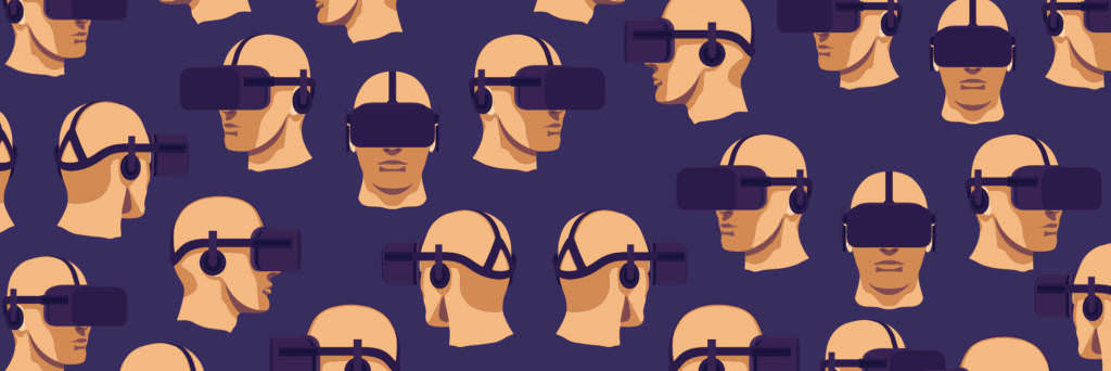 PAttern of human heads wearing Virtual Reality headsets