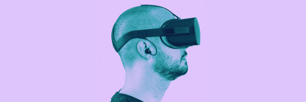 Man wearing Oculus Virtual Reality VR Headset