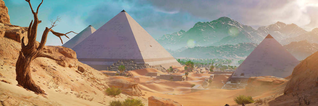 Screenshot of pyramids from Assassin's Creed