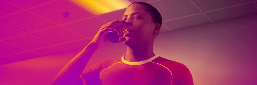 Alex Hunter drinking coke