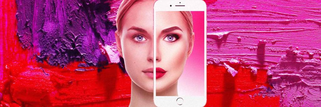 Augmented reality app demonstrates makeup look on user's face