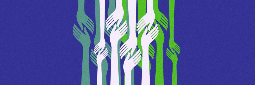 Group of helping hands