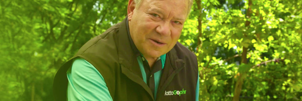 William Shatner Golfing during lottogopher advertisement