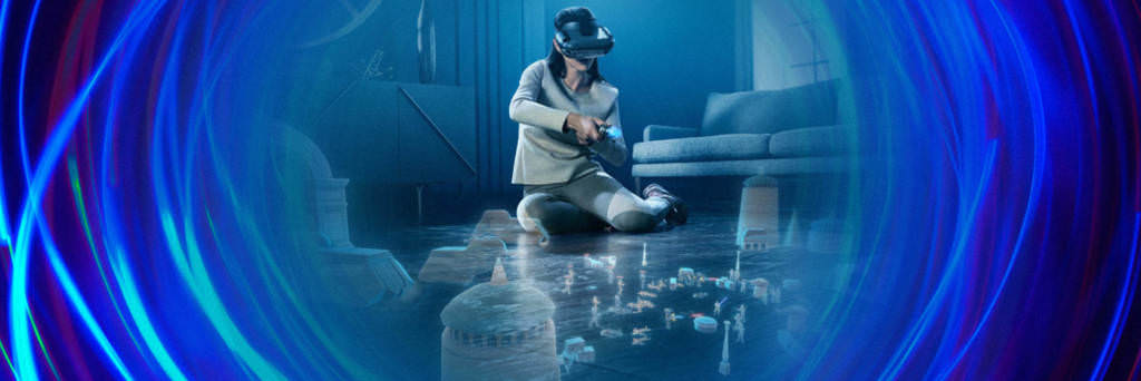 Star Wars Woman Jedi wears VR headset as she combats