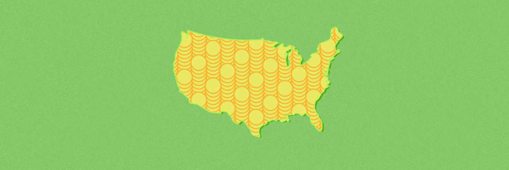 America silhouette made up of coin pattern