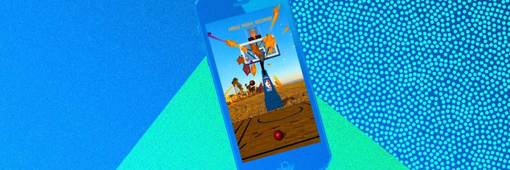 Pop-a-shot app displayed on smartphone