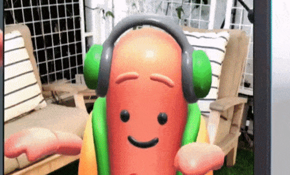 dancing hot dog and snapchat AR interface
