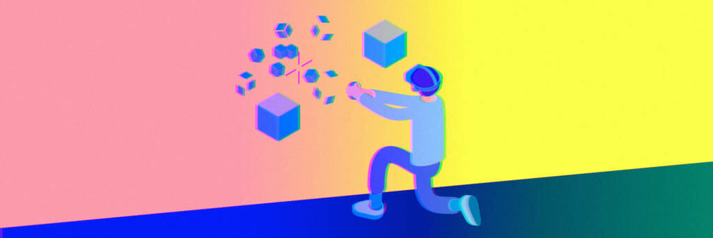 graphic of man using virtual reality