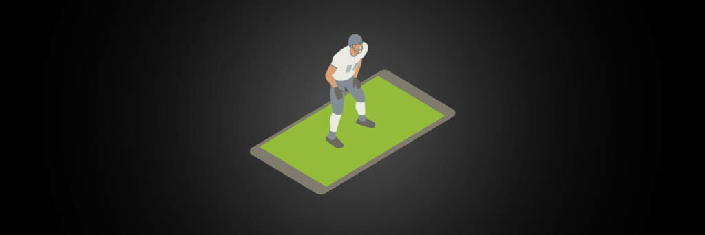 Football player emerging from mobile phone