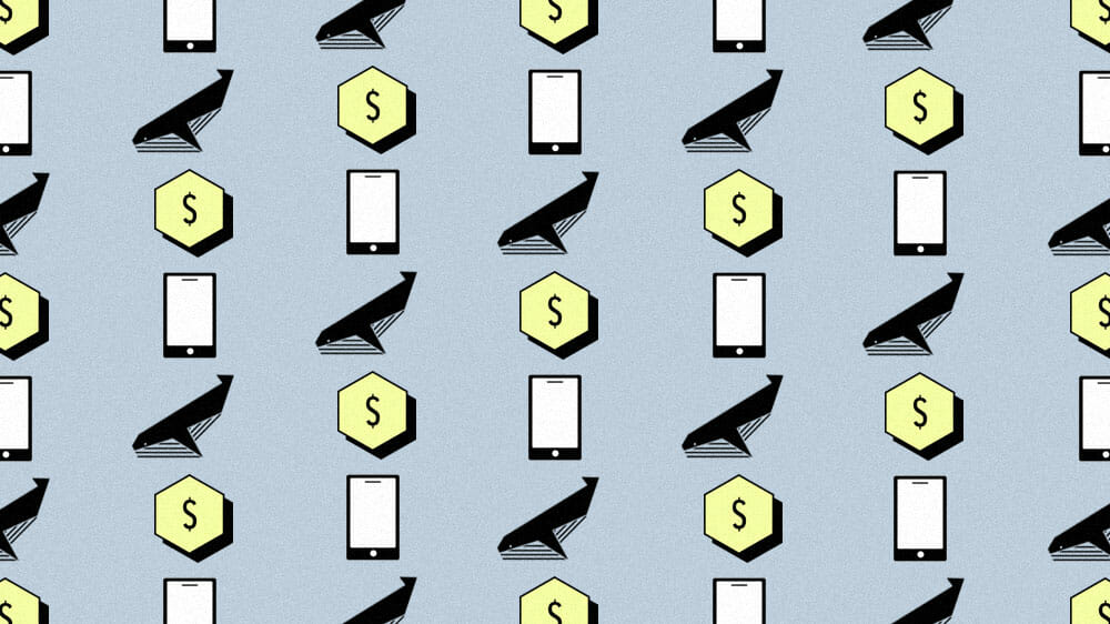Whales Phones and Coins graphic pattern