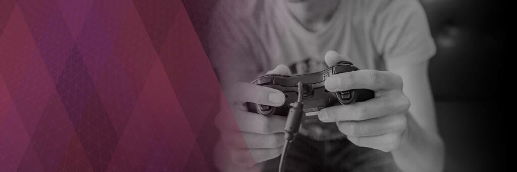 Man holds gaming console
