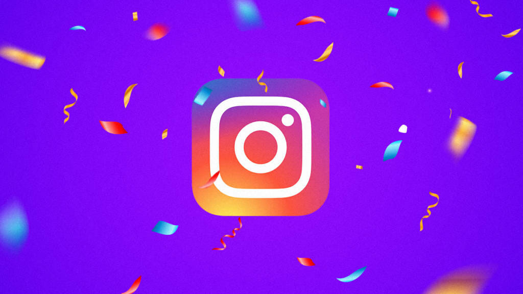 Instagram logo and confetti