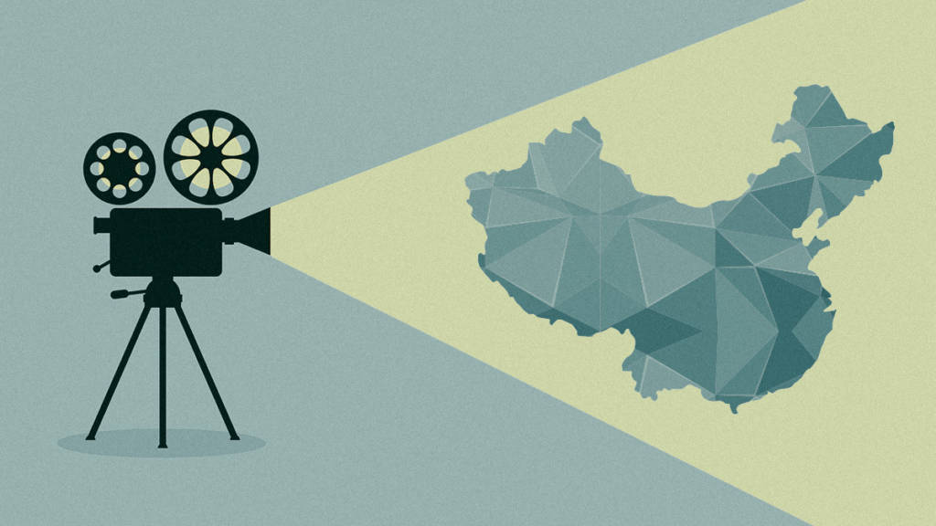 Film Projector illuminating an image of China