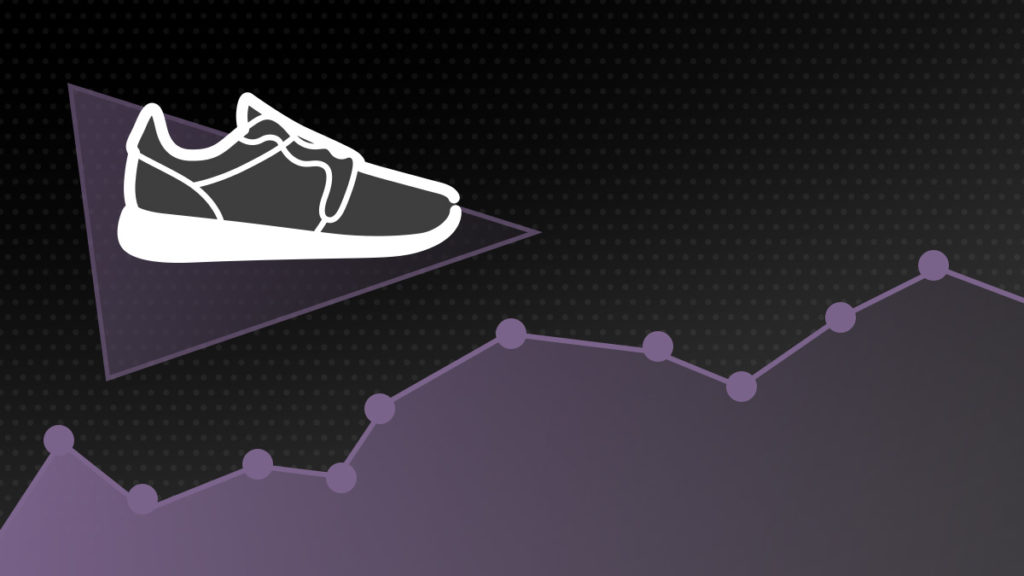 Shoe graphic and upward trending graph