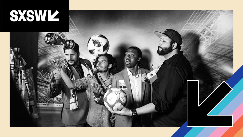 FIFA Fans posing with soccer balls